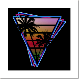 Synthwave style palm tree sunset rust Posters and Art